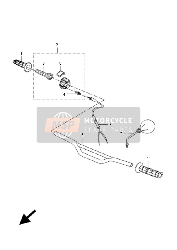 Yamaha DT50R-SM 2009 Steering Handle & Cable for a 2009 Yamaha DT50R-SM